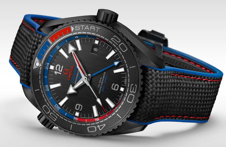 Magic Black Ceramic Bezels Fake Omega Seamaster Planet Ocean 600M GMT “ETNZ” Deep Black 215.92.46.22.01.004 Watches For Emirates Team New Zealand